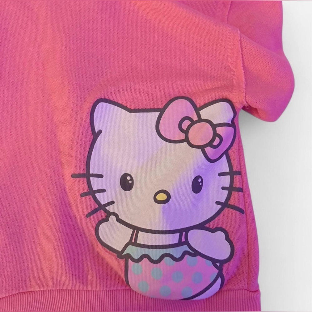 Girls (kids) Hello Kitty Pink Lightweight Zip Up Hooded Jacket - Picture 5 of 10